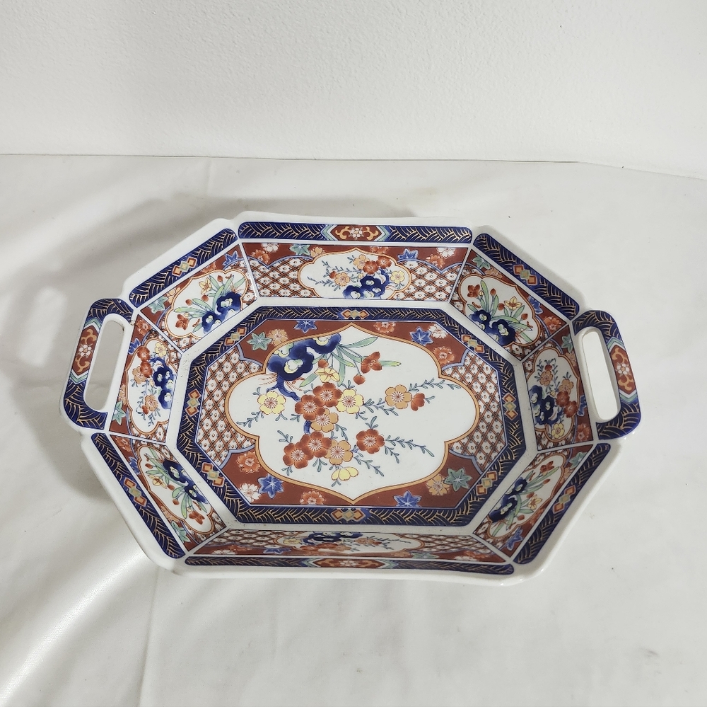 Japonese Imari Floral Octagonal Porcelain Serving Tray